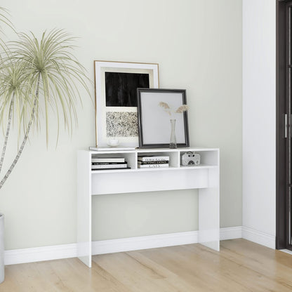 Tavolino Consolle Bianco Lucido 105x30x80 cm Legno Multistrato - homemem39