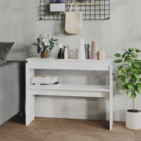 Tavolino Consolle Bianco 102x30x80 cm in Legno Multistrato - homemem39