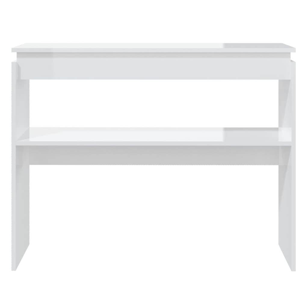 Tavolino Consolle Bianco Lucido 102x30x80 cm Legno Multistrato | homemem39