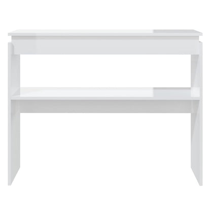 Tavolino Consolle Bianco Lucido 102x30x80 cm Legno Multistrato | homemem39