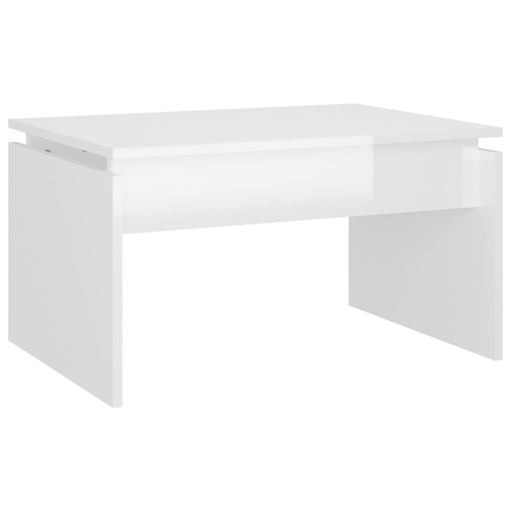 Tavolino da Salotto Bianco Lucido 68x50x38 cm Legno Multistrato | homemem39
