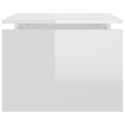 Tavolino da Salotto Bianco Lucido 68x50x38 cm Legno Multistrato