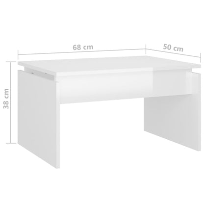 Tavolino da Salotto Bianco Lucido 68x50x38 cm Legno Multistrato | homemem39