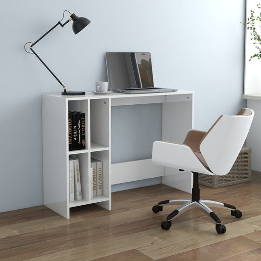 Scrivania Portatile Bianco Lucido 102,5x35x75 cm Multistrato - homemem39