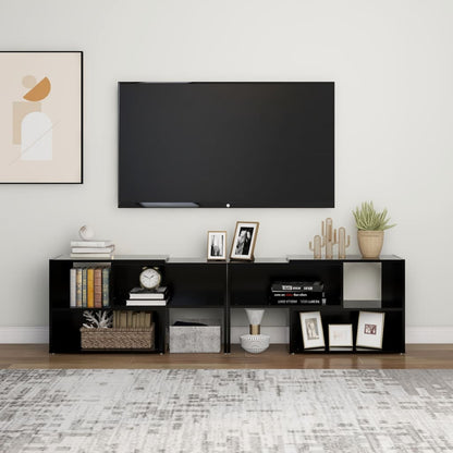 Mobile Porta TV Nero 149x30x52 cm in Legno Multistrato - homemem39