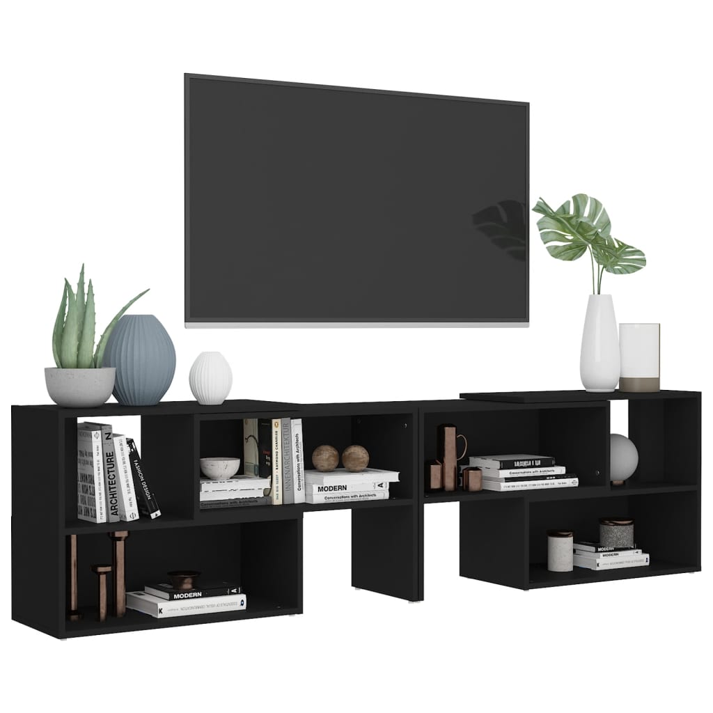 Mobile Porta TV Nero 149x30x52 cm in Legno Multistrato - homemem39