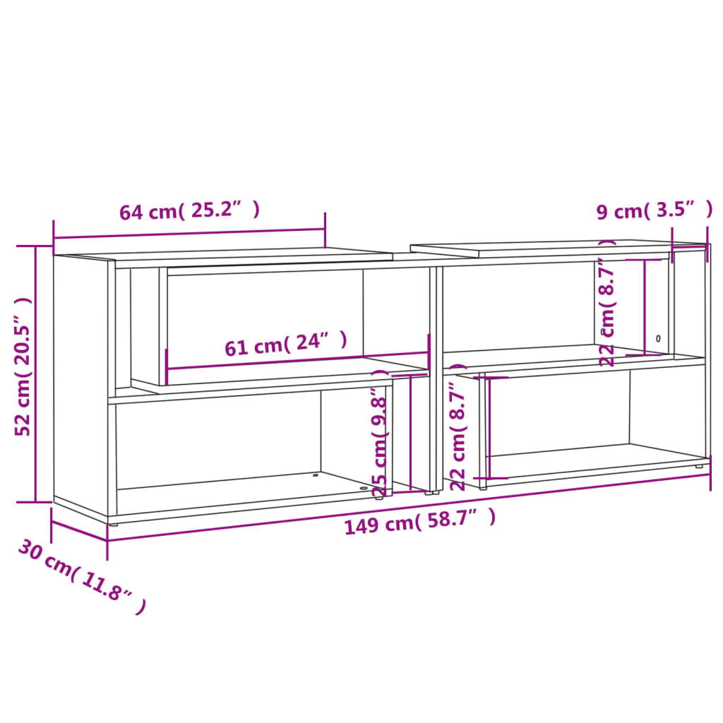 Mobile Porta TV Nero 149x30x52 cm in Legno Multistrato - homemem39