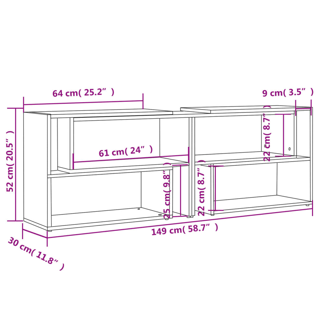 Mobile Porta TV Grigio Lucido 149x30x52 cm in Legno Multistrato - homemem39