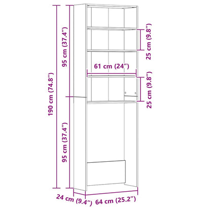Mobile per Lavatrice Bianco 64x24x190 cm - homemem39