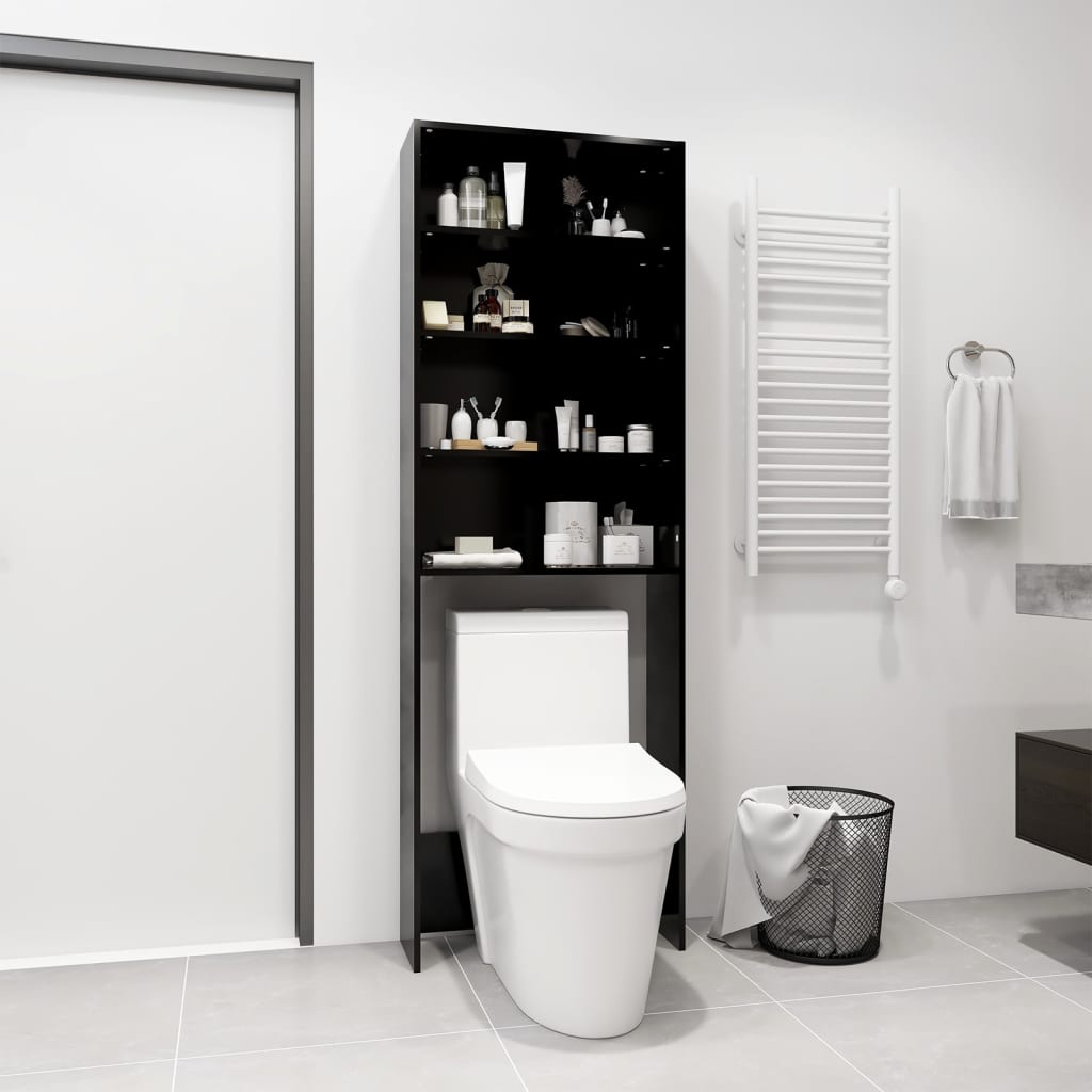 Mobile per Lavatrice Nero 64x24x190 cm - homemem39