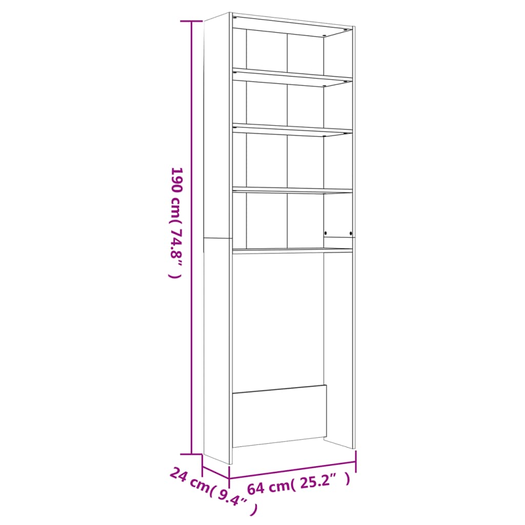 Mobile per Lavatrice Grigio Cemento 64x24x190 cm - homemem39