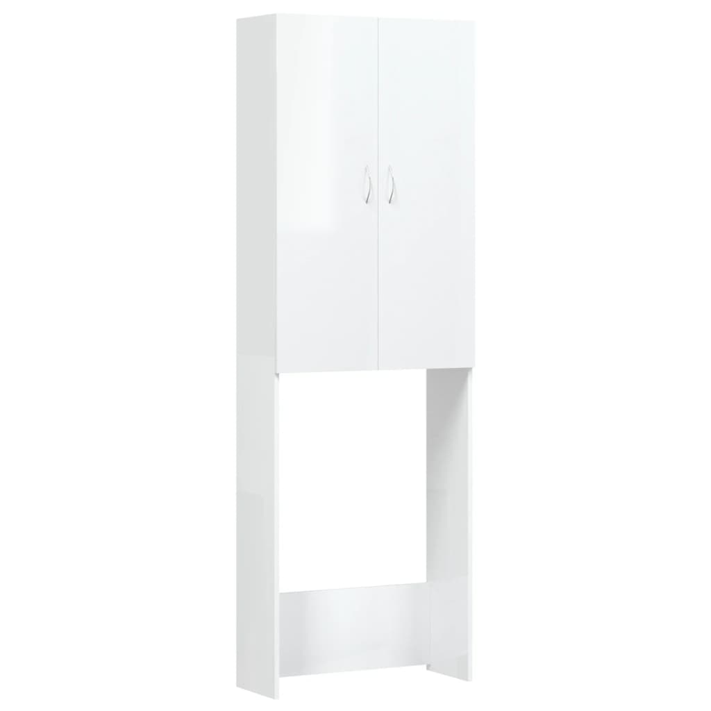 Mobile per Lavatrice Bianco Lucido 64x25,5x190 cm