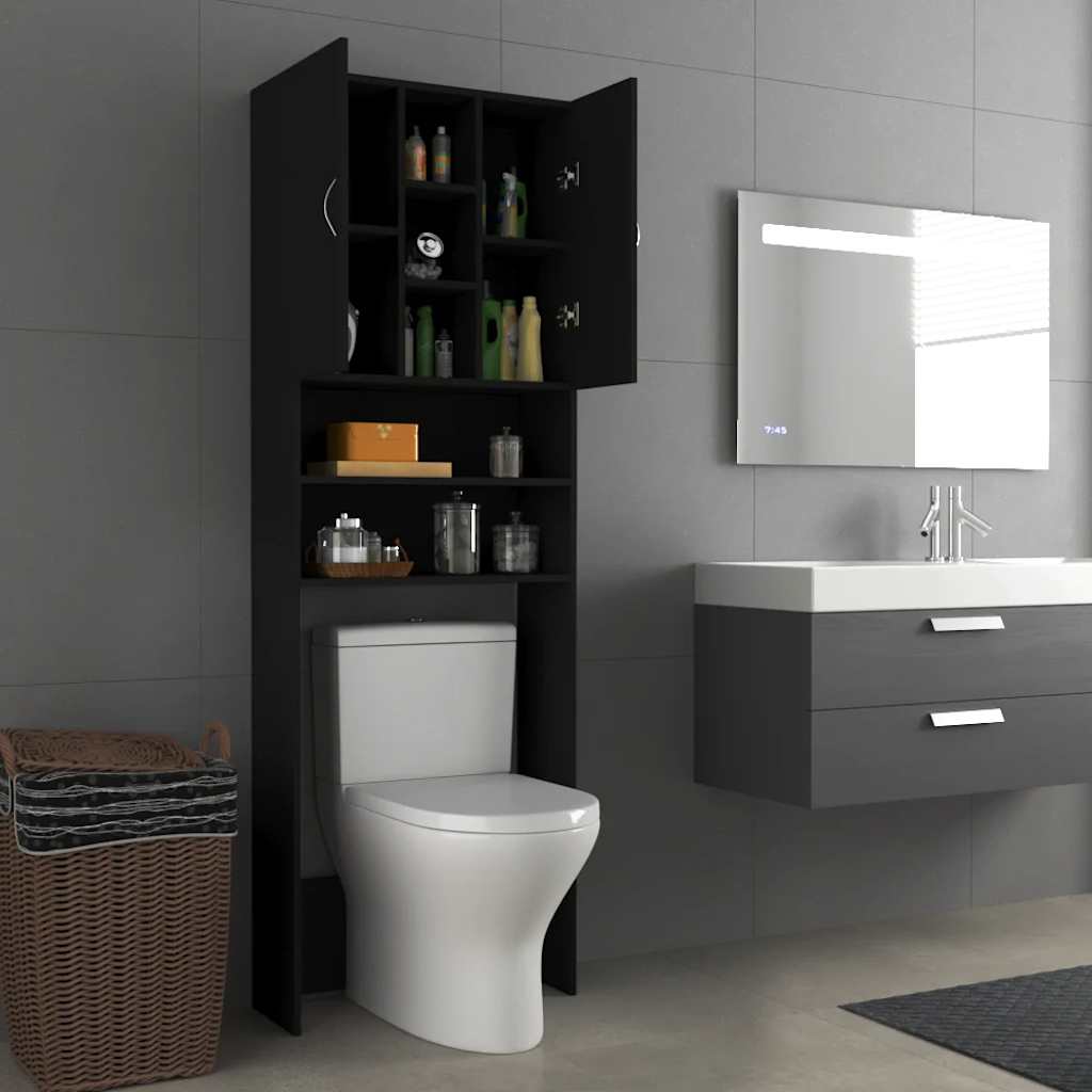 Mobile per Lavatrice Nero 64x25,5x190 cm - homemem39