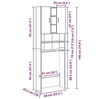 Mobile per Lavatrice Nero 64x25,5x190 cm - homemem39