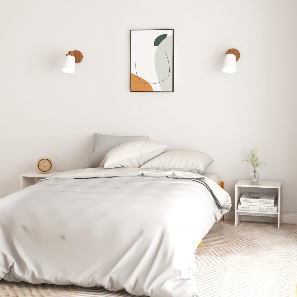 Comodini 2 pz Bianchi 40x30,5x40 cm in Legno Massello di Pino - homemem39