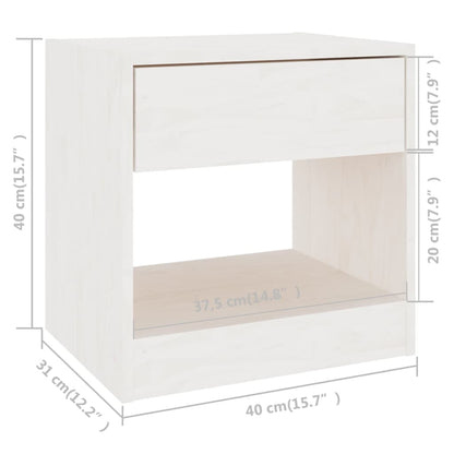 Comodino Bianco 40x31x40 cm in Legno Massello di Pino - homemem39