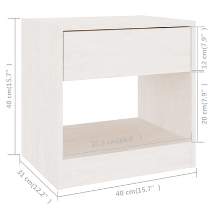 Comodini 2 pz Bianchi 40x31x40 cm in Legno Massello di Pino - homemem39