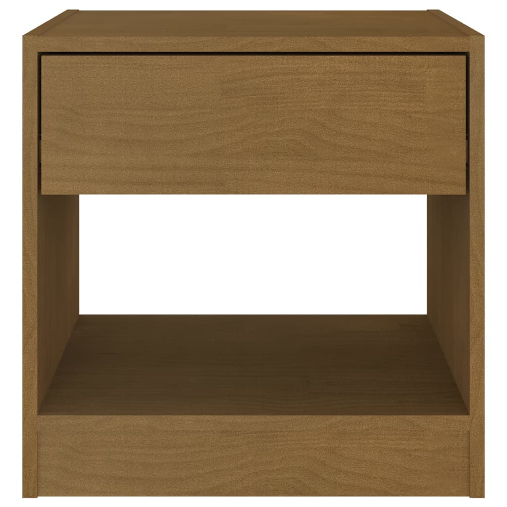 Comodino Marrone Ambrato 40x31x40 cm in Legno Massello di Pino