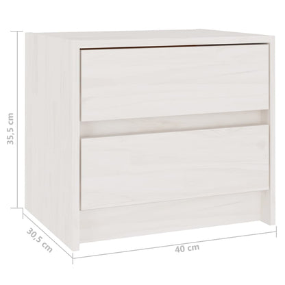 Comodini 2 pz Bianchi 40x30,5x35,5 cm in Legno Massello di Pino