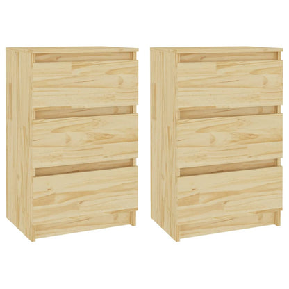 Comodini 2 pz 40x29,5x64 cm in Legno Massello di Pino