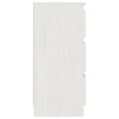 Comodino Bianco 40x29,5x64 cm in Legno Massello di Pino - homemem39