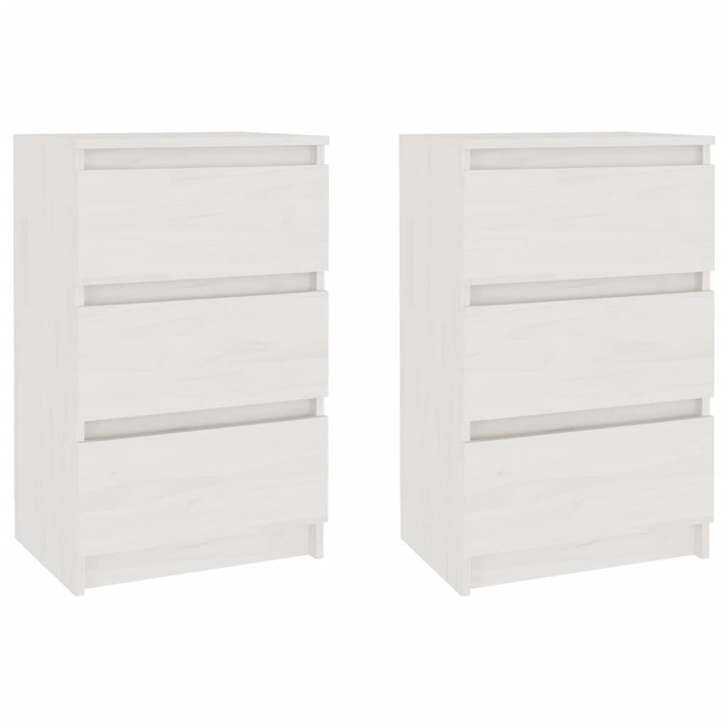 Comodini 2 pz Bianchi 40x29,5x64 cm in Legno Massello di Pino - homemem39