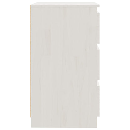 White bedside table 60x36x64 cm in solid pine wood