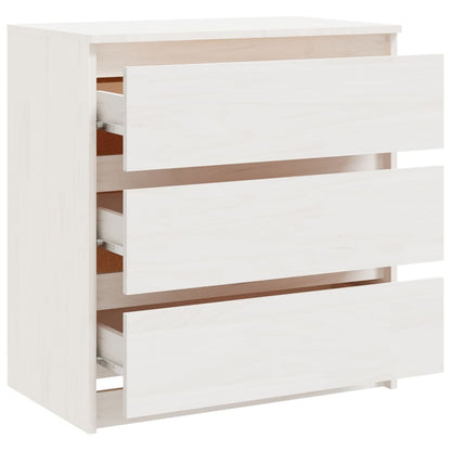 White bedside table 60x36x64 cm in solid pine wood