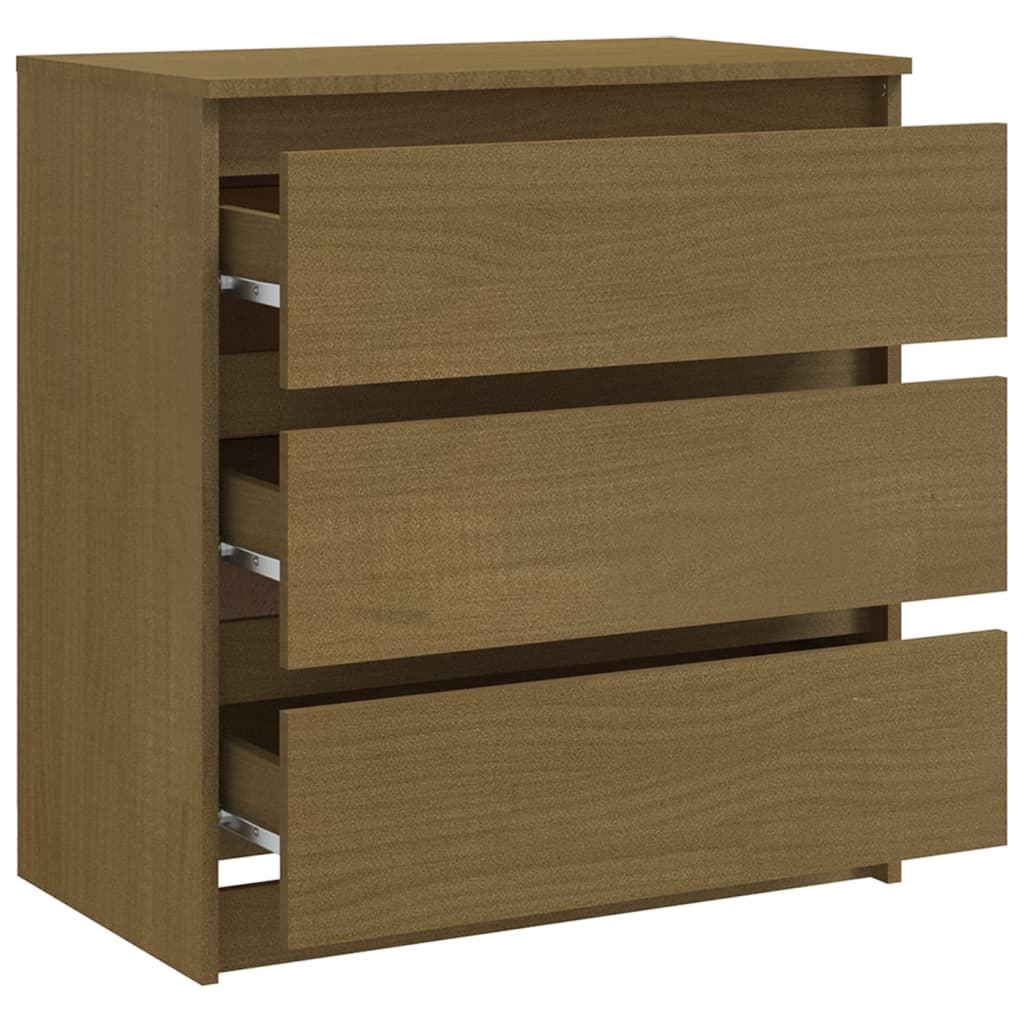 Comodino Marrone Ambrato 60x36x64 cm in Legno Massello di Pino - homemem39