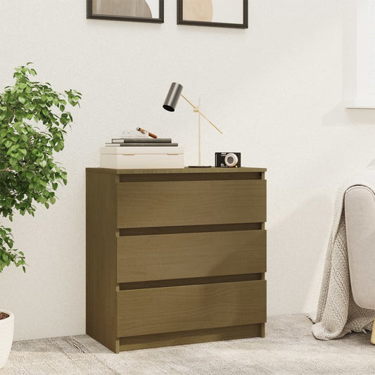 Comodino Marrone Ambrato 60x36x64 cm in Legno Massello di Pino - homemem39