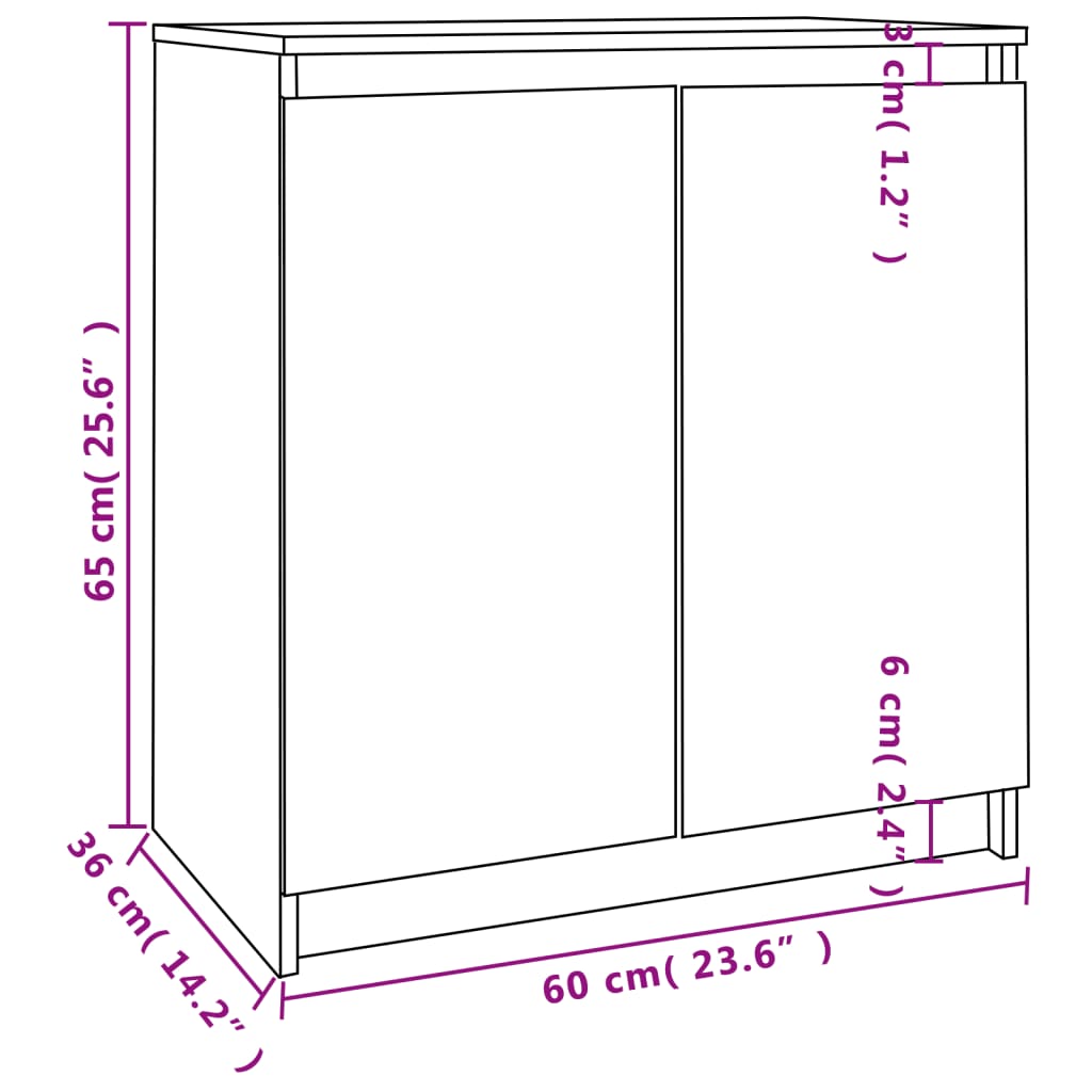 Armadietto Grigio 60x36x65 cm in Legno Massello di Pino - homemem39