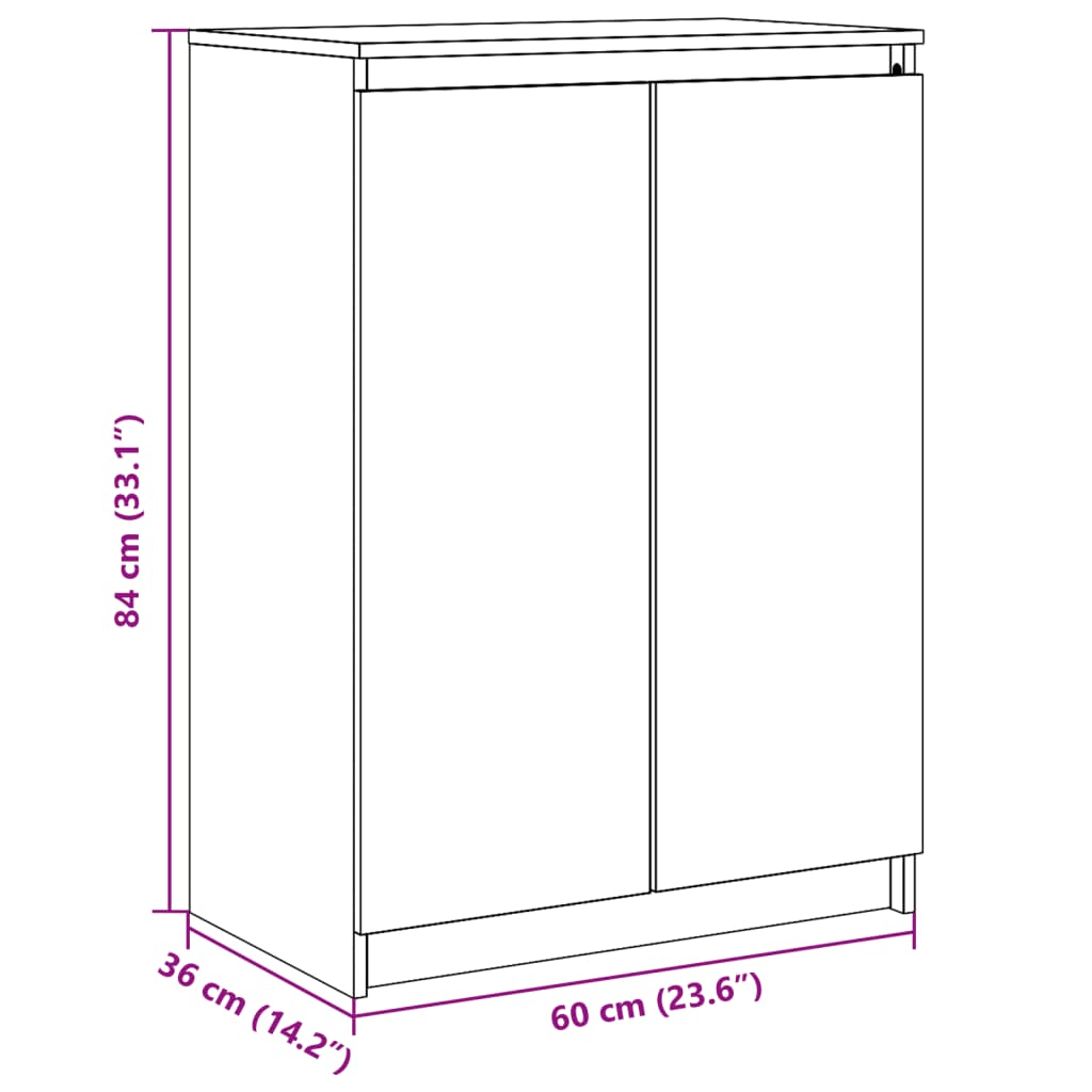 Credenza Nera 60x36x84 cm in Legno Massello di Pino