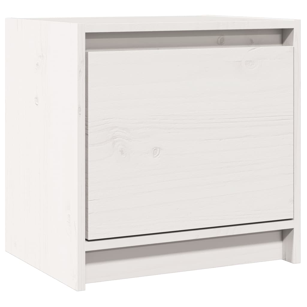 Comodino Bianco 40x30,5x40 cm in Legno Massello di Pino