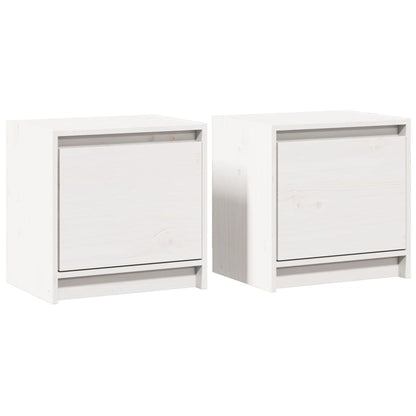 Comodini 2 pz Bianchi 40x30,5x40 cm in Legno Massello di Pino - homemem39