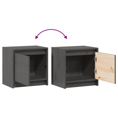 Comodini 2 pz Grigi 40x30,5x40 cm in Legno Massello di Pino - homemem39