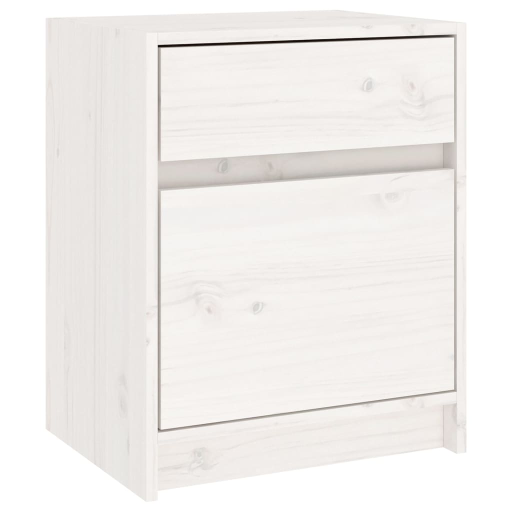 Comodino Bianco 40x31x50 cm in Legno Massello di Pino - homemem39