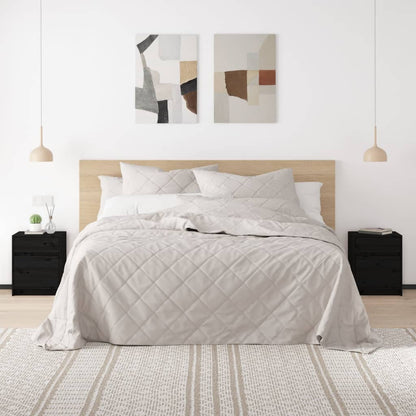 Comodini 2 pz Neri 40x31x50 cm in Legno Massello di Pino - homemem39