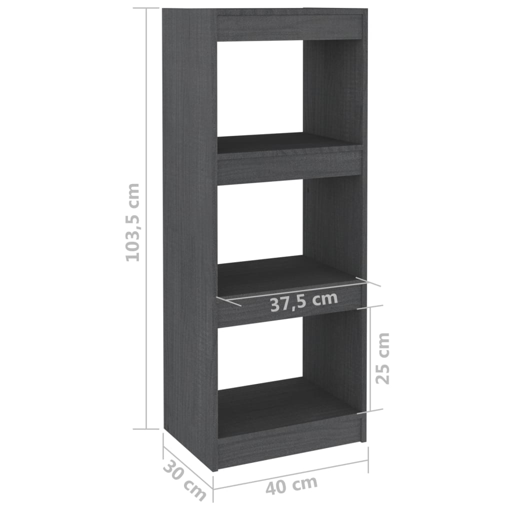 Libreria/Divisorio Grigio 40x30x103,5 cm Legno Massello di Pino | homemem39