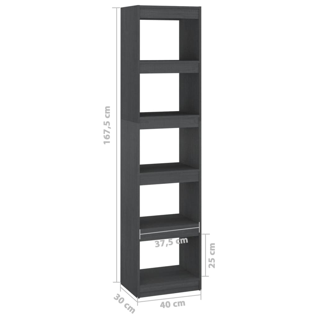 Libreria/Divisorio Grigio 40x30x167,5 cm in Massello di Pino | homemem39