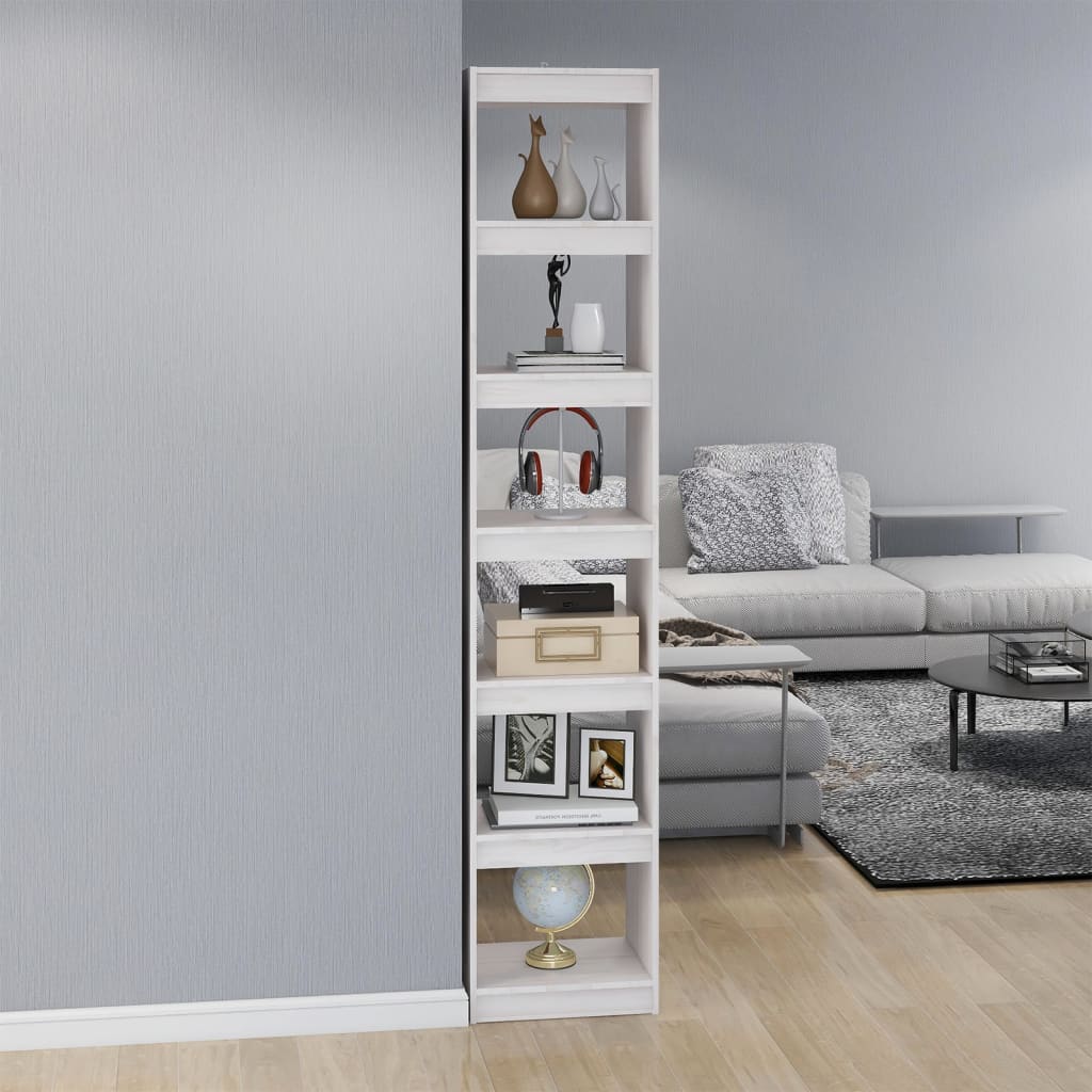 Libreria/Divisorio Bianco 40x30x199cm in Legno Massello di Pino | homemem39