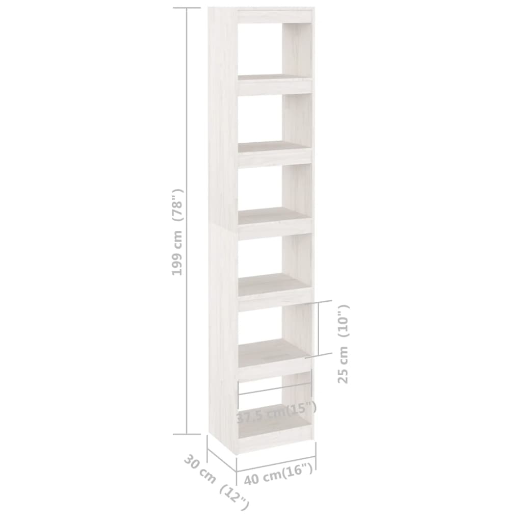 Libreria/Divisorio Bianco 40x30x199cm in Legno Massello di Pino | homemem39