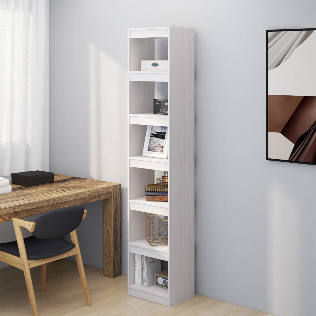 Libreria/Divisorio Bianco 40x30x199cm in Legno Massello di Pino | homemem39