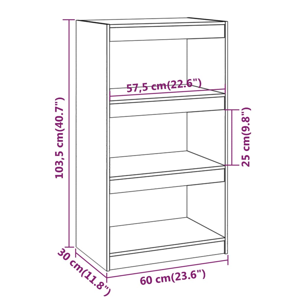 Libreria/Divisorio Ambra 60x30x103,5 cm Legno Massello di Pino | homemem39