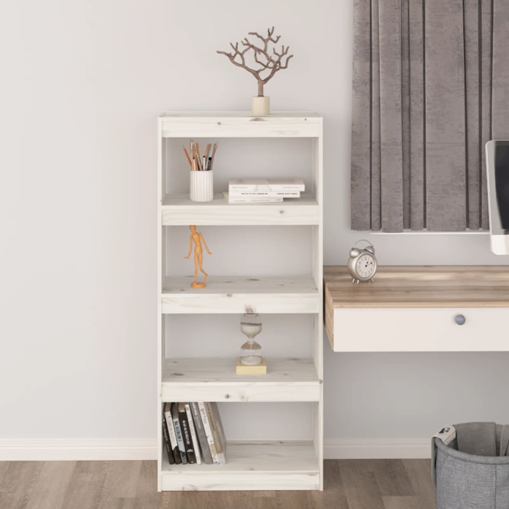 Libreria/Divisorio Bianco 60x30x135,5 cm Legno Massello di Pino | homemem39