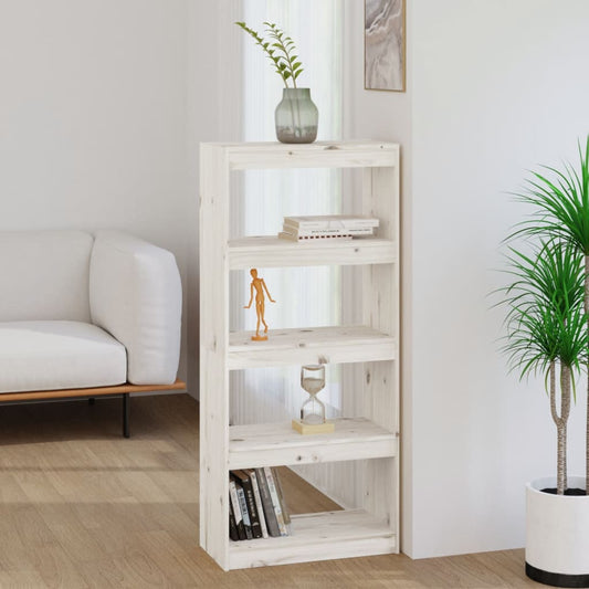 Libreria/Divisorio Bianco 60x30x135,5 cm Legno Massello di Pino | homemem39