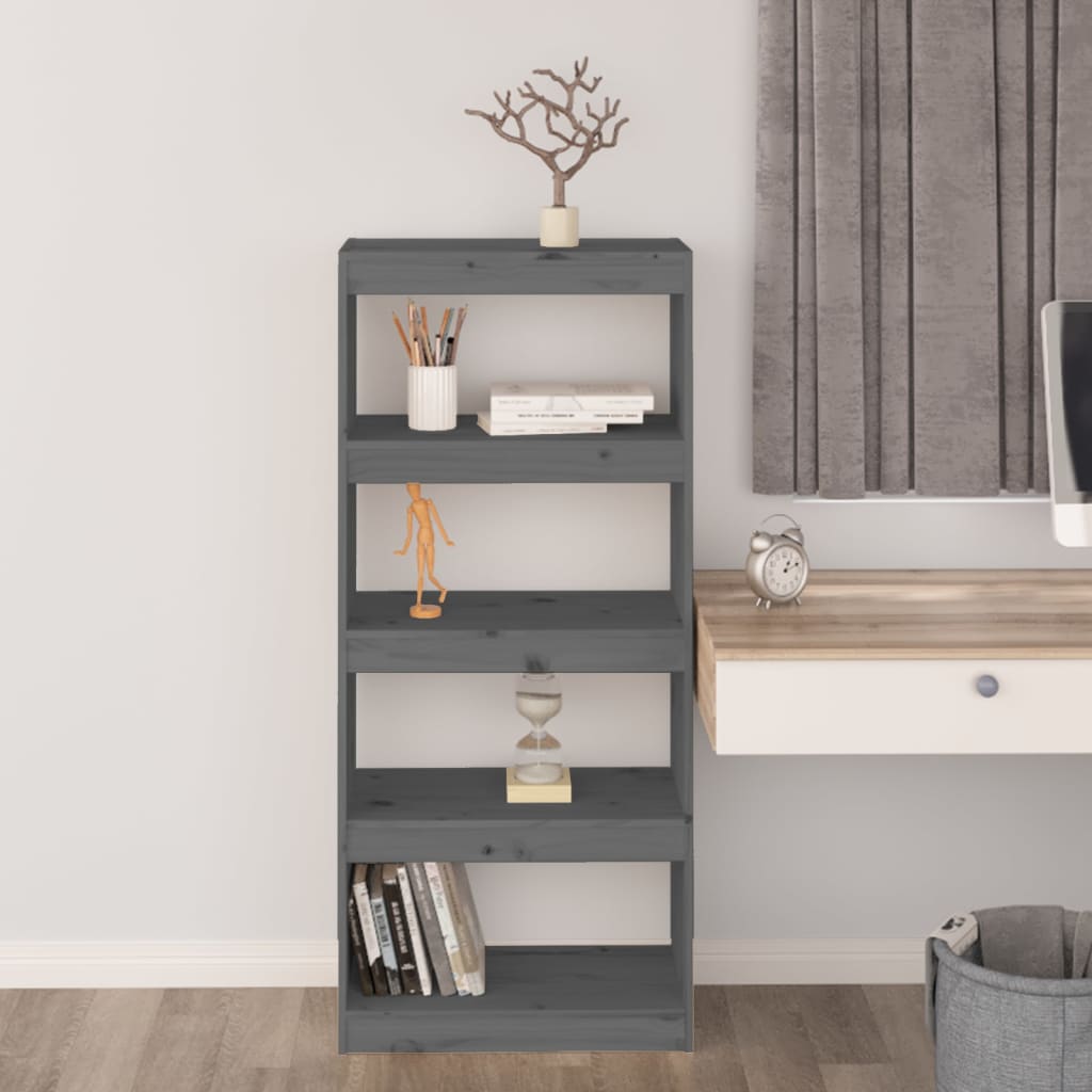 Libreria/Divisorio Grigio 60x30x135,5 cm Legno Massello di Pino | homemem39