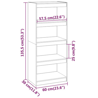 Libreria/Divisorio Grigio 60x30x135,5 cm Legno Massello di Pino | homemem39
