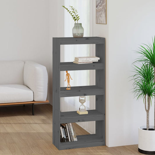 Libreria/Divisorio Grigio 60x30x135,5 cm Legno Massello di Pino | homemem39