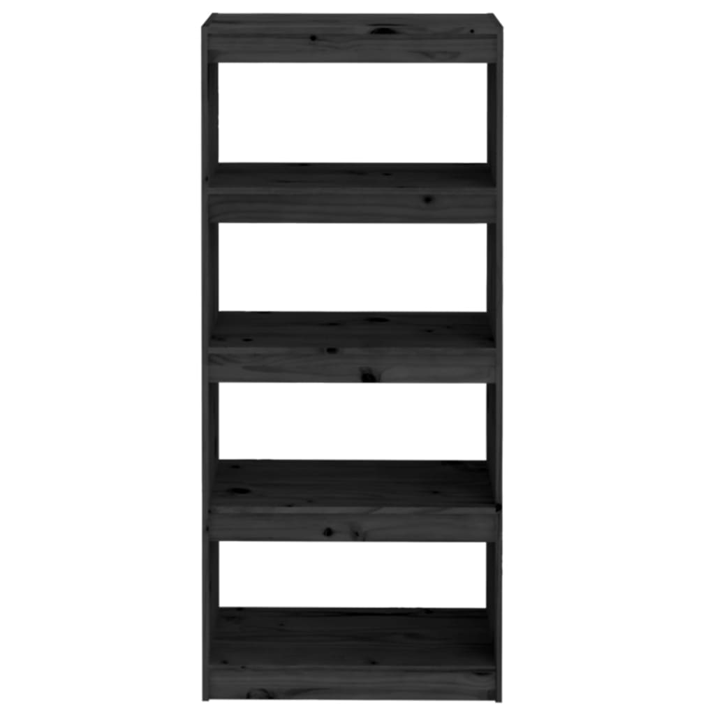 Libreria/Divisorio Nero 60x30x135,5 cm Legno Massello di Pino | homemem39