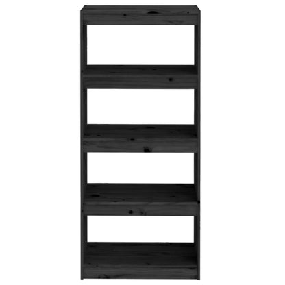 Libreria/Divisorio Nero 60x30x135,5 cm Legno Massello di Pino | homemem39